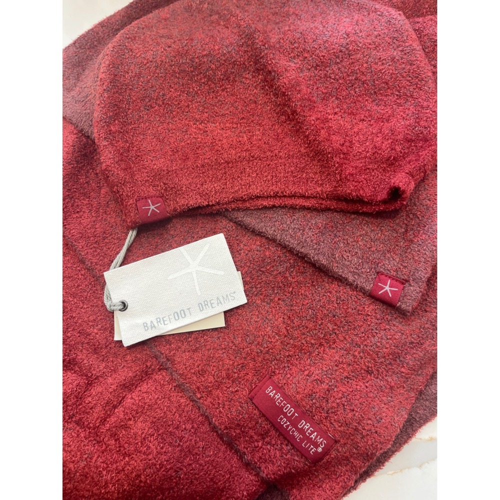 Barefoot Dreams CozyChic Lite Beanie Scarf Set Crimson Rosewood